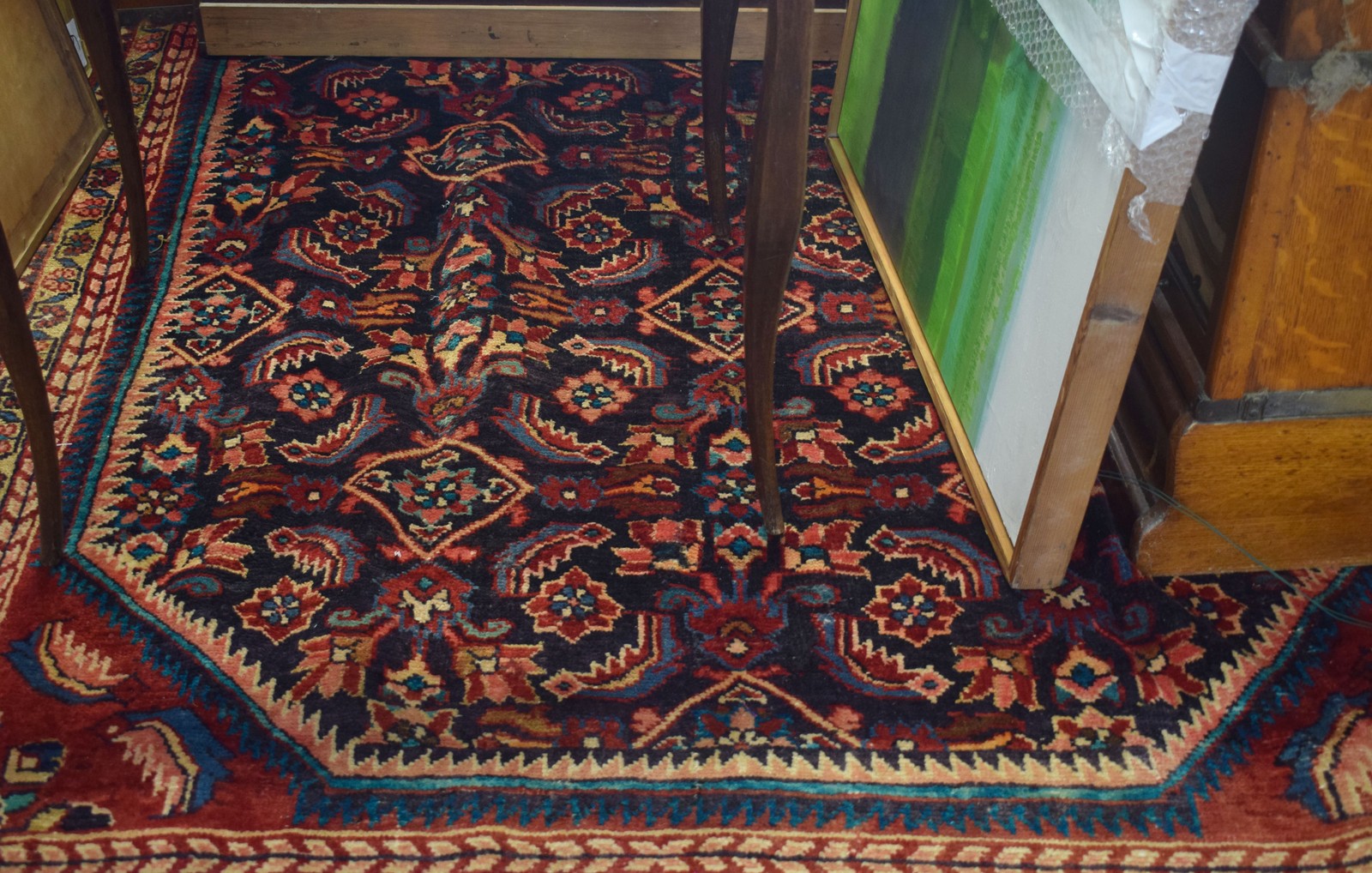 Modern Caucasian carpet^ central panel of geometric floral designs and stylised animals etc^ - Image 3 of 3