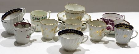 Group of late 18th/early 19th century English porcelain coffee cans^ tea bowls and saucers with