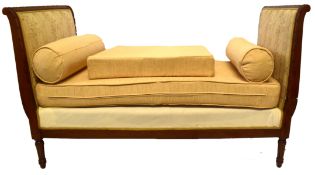 19th Century French chaise longue or day bed with curved and moulded uprights 150cm long