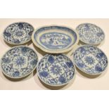 Group of Chinese porcelain dishes^ all decorated in provincial blue and white style^ together with a