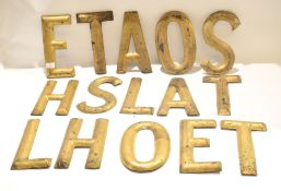 Vintage gilt plated set of tin lettering forming European hotel sign