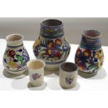 Group of mid-20th century Poole pottery wares with typical floral designs after Truda Carter^ (5)