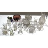 Group of cut glass salts^ shot glasses and small dishes (qty)