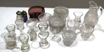 Group of cut glass salts^ shot glasses and small dishes (qty)