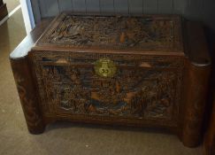 20th century camphor wood Oriental chest^ 102cm wide