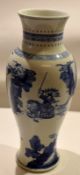 Large Chinese porcelain baluster vase^ after a Kangxi original^ decorated with a blue and white