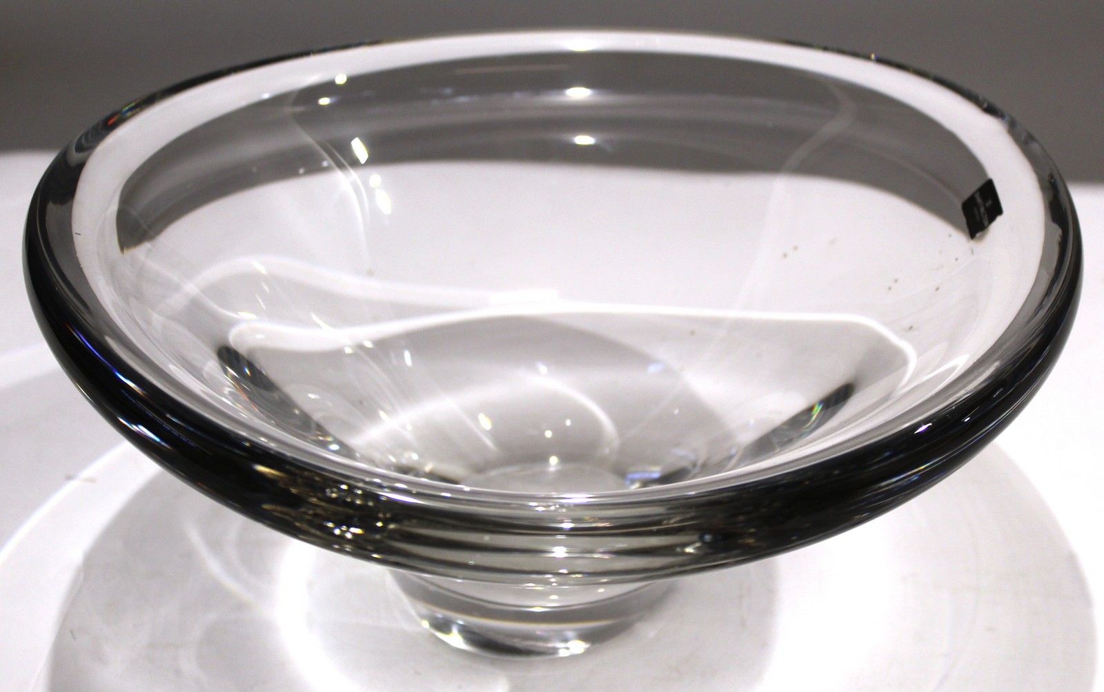 Large heavy Dartington glass shaped bowl^ 30cm diam