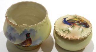 Two further Locke & Co Worcester bowls^ one decorated with a pheasant signed Stenton^ the other