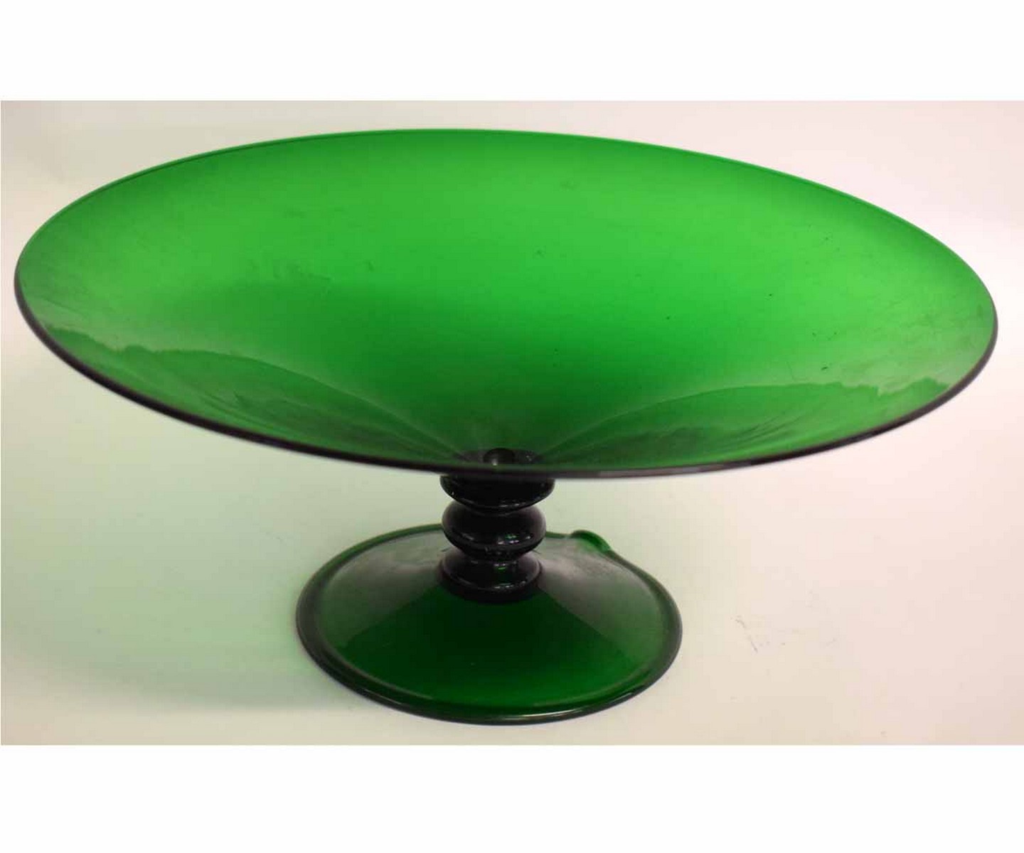 Murano green glass conical tazza of circular form^ late 20th century^ 33cms diam