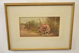 James William Walker (1831-1898)^ Landscape with dog and tumble carts^ watercolour^ signed lower