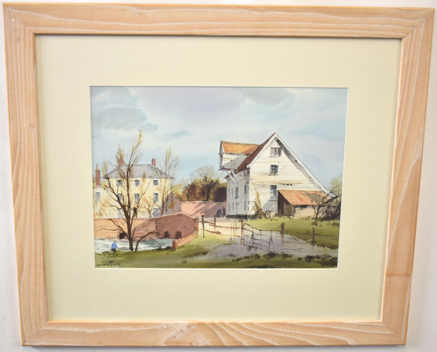 Leslie L Hardy Moore^ RI^ (1907-1997)^ A Norfolk Mill^ pen^ ink and watercolour^ signed lower
