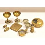 Small collection of brass and metal wares including ash tray of Naval interest (impressed with an