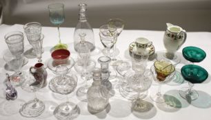 Group of various glass wares^ late 19th/early 20th century^ including assortment of two engraved cut