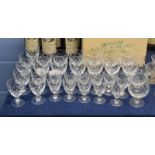 Collection of Royal Brierley cut glass wine glasses and sherry glasses comprising set of 12 cut