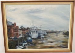 Ailean Dawson (20th century)^ |Yarmouth harbour|^ oil on board^ signed lower right^ 44 x 59cm