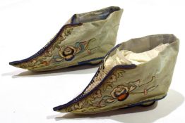 Pair of Chinese 19th century embroidered shoes^ 15cm long