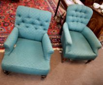 Two green upholstered chairs