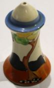 Clarice Cliff style salt^ with Art Deco design^ 9cm high