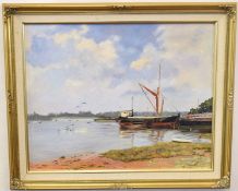 Shirley Cole (20th century)^ |Pin Mill 1992|^ oil on board^ signed lower right^ 39 x 49cm