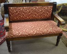 19th century oak two-seater hall sofa^ 1.3m wide