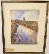 Marian Scarlett (19th/20th century)^ |Walberswick Church from the marshes^ Suffolk|^ watercolour^