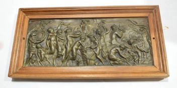 Cast metal bas-relief depicting a Bacchanalian scene^ 54cm wide