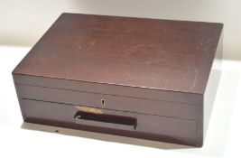 Late 20th century mahogany cased Mappin plate canteen of cutlery for 12^ comprising knives and forks