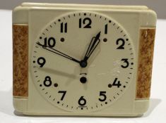 Art Deco period pottery faced wall clock of German manufacture, 19cm high