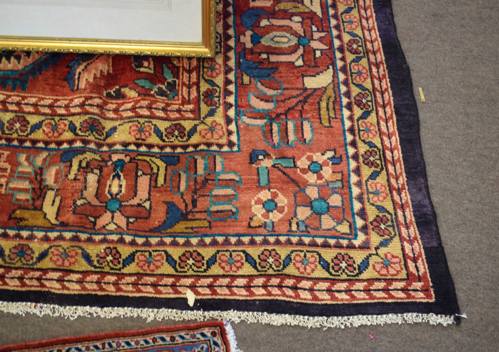 Modern Caucasian carpet^ central panel of geometric floral designs and stylised animals etc^ - Image 2 of 3