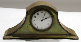 Mahogany dome top mantel clock with alarm movement and a further brass (possibly formerly silver