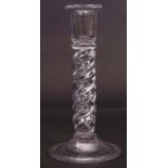Early 20th century twisted glass candlestick^ 24cm high
