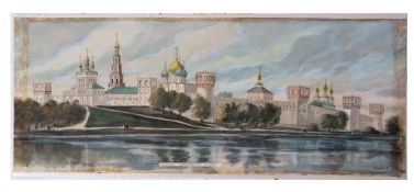Russian School (20th century), Moscow, watercolour, signed and dated '88 lower right, 32 x 80cm
