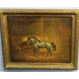 G Gregory (19th century), Horse in stable oil on canvas, signed and indistinctly dated lower left,