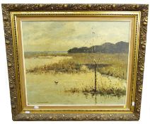 AR William Norman Gaunt (1918-2001) "A Grey Day on Pilling Sands 1979" oil on board, signed