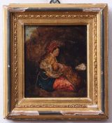 English School (18th/19th century), Mother and child oil on panel, 13 x 11cm