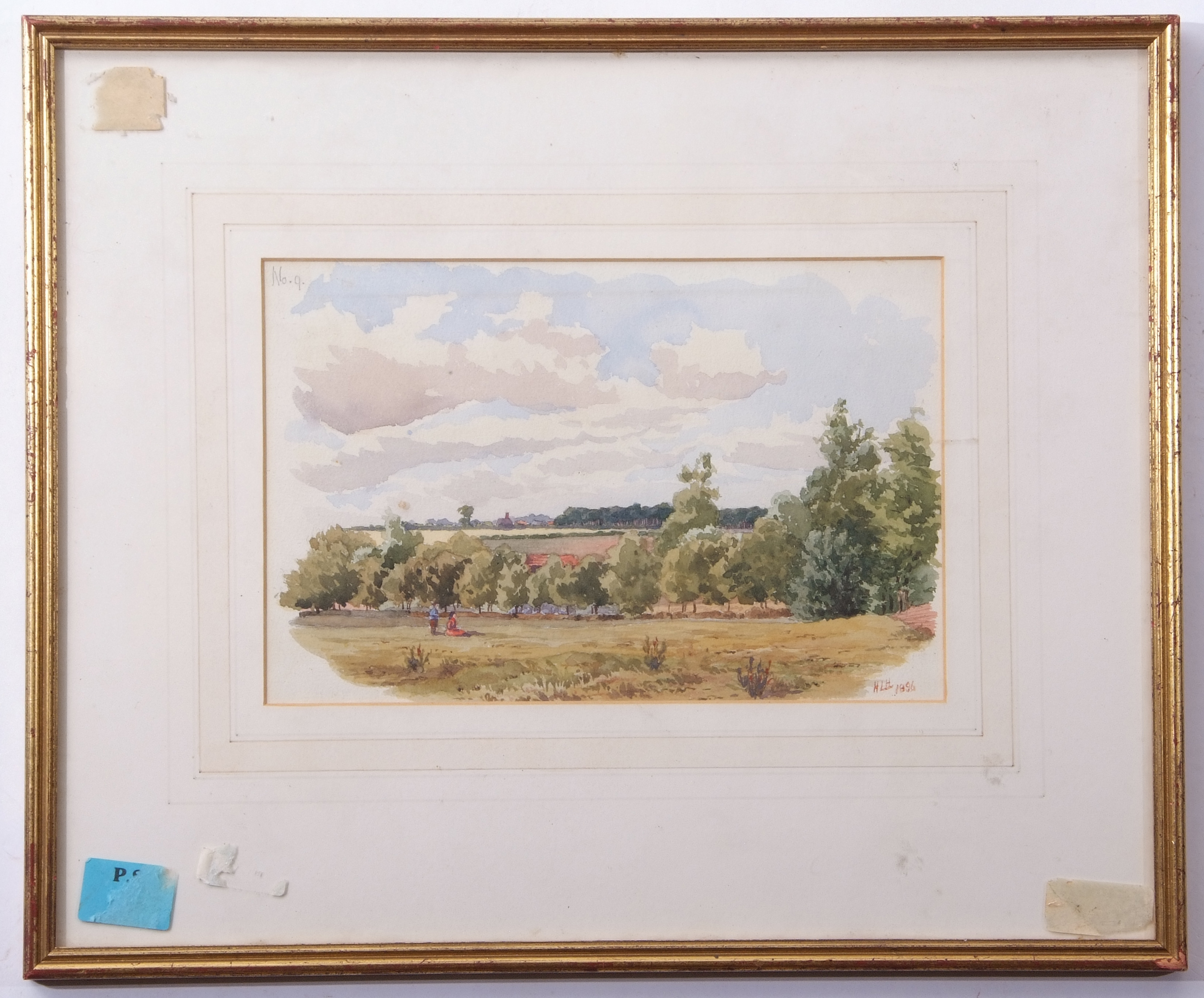 Henry Leslie Harris (ex 1880-1910), Landscape with figures, watercolour, initialled and dated 1896 - Image 2 of 2