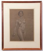 Attributed to William Etty (1787-1849), Female nude, pencil drawing, 38 x 28cm, Provenance: Squire