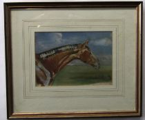 A T Blomvil Campling (20th century), Horses head oil on paper, signed lower right, 15 x 21cm