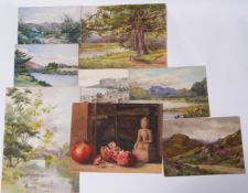 Packet of watercolours, drawings etc