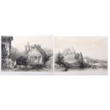 After T C Dibdin, engraved by W Gauci, "Ruins at Deig" and "Kunkhul", pair of black and white