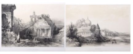 After T C Dibdin, engraved by W Gauci, "Ruins at Deig" and "Kunkhul", pair of black and white
