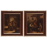 After David Tenniers, Tavern interiors with figures pair of oils on metal, 38 x 31cm (2)