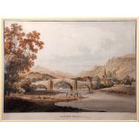 After Laport, engraved by B Comte, "Llanroost Bridge, Merionethshire", coloured etching, published