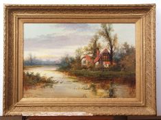 Arthur H Cole (19th/20th century), River Landscape, oil on canvas, signed lower left, 50 x 75cm