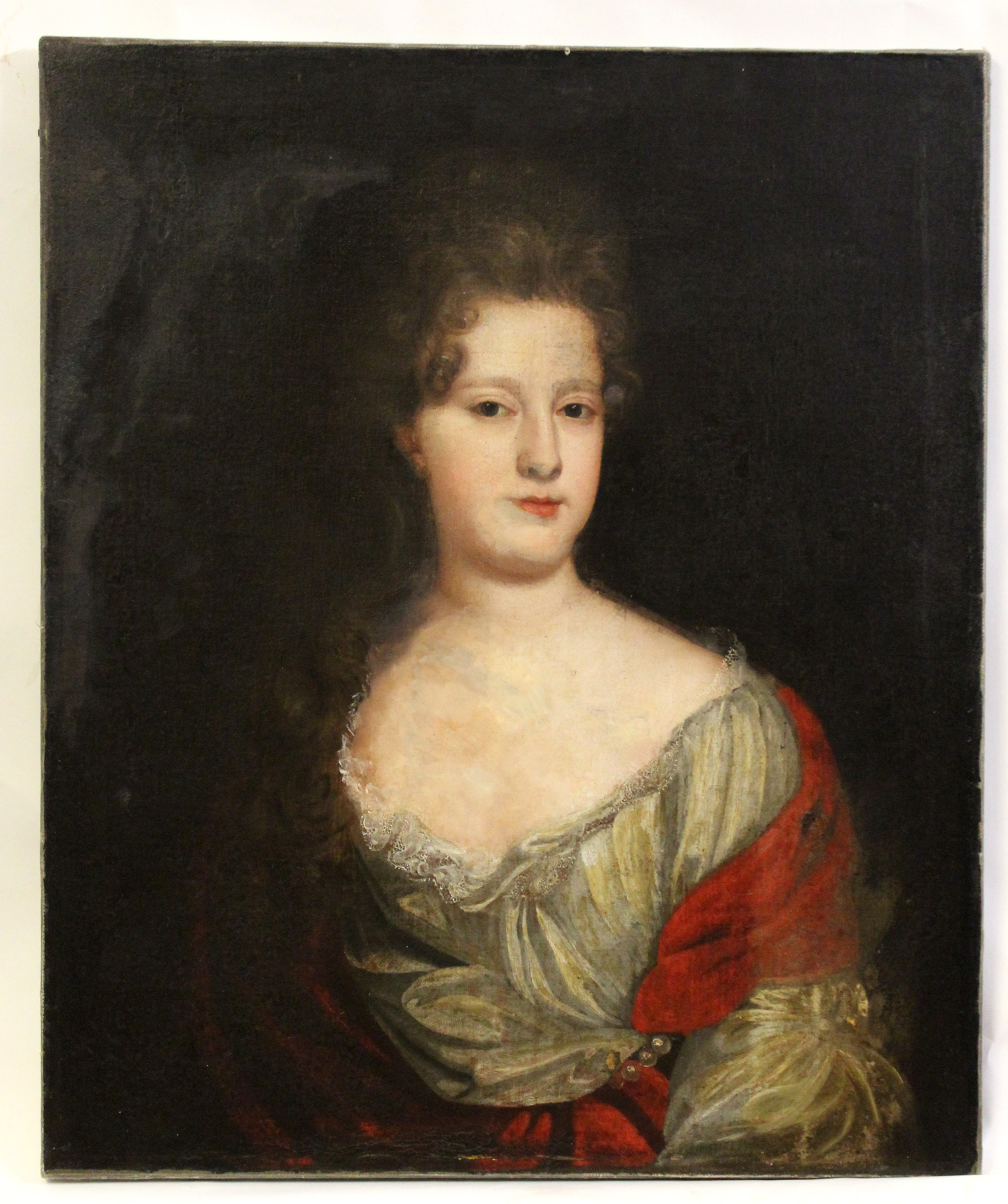 English School (18th century) Portrait of a lady oil on canvas 77 x 64cm, unframed - Image 2 of 2