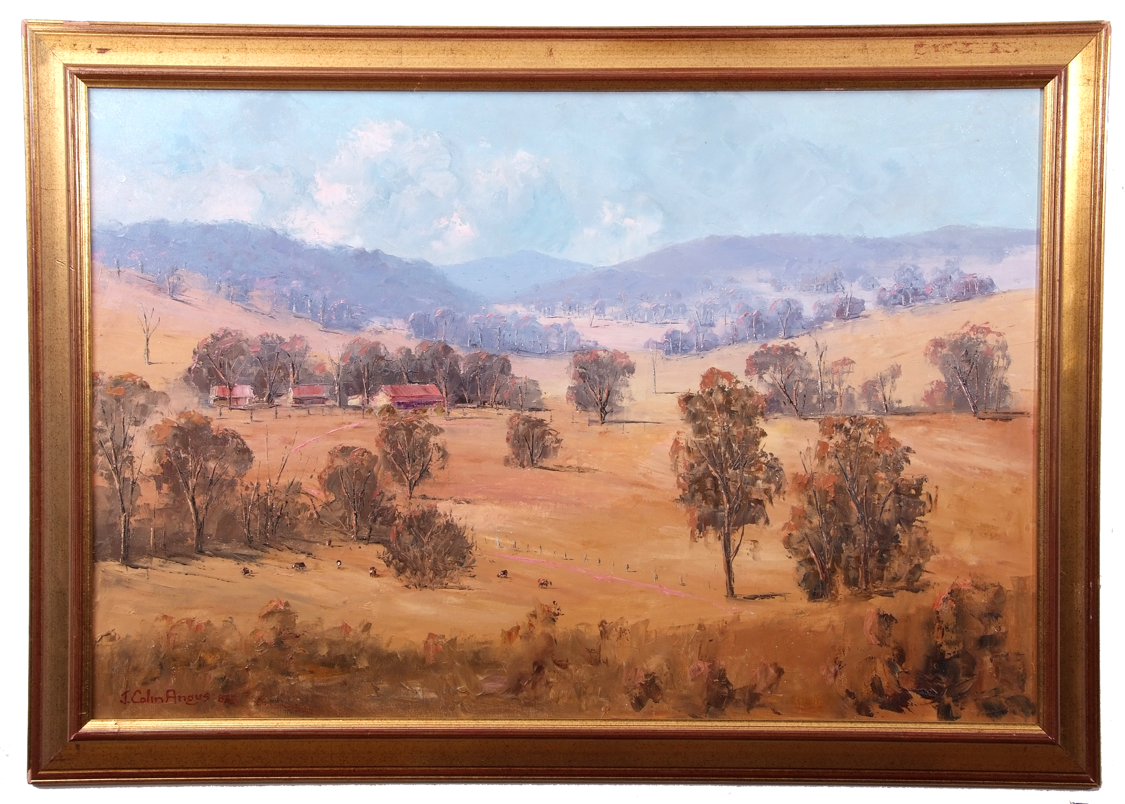 AR John Colin Angus (1907-2002), Australian landscape, oil on board, signed and dated 87 lower left,