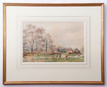 J Barter (19th century), River landscapes with cattle, pair of watercolours, both signed lower