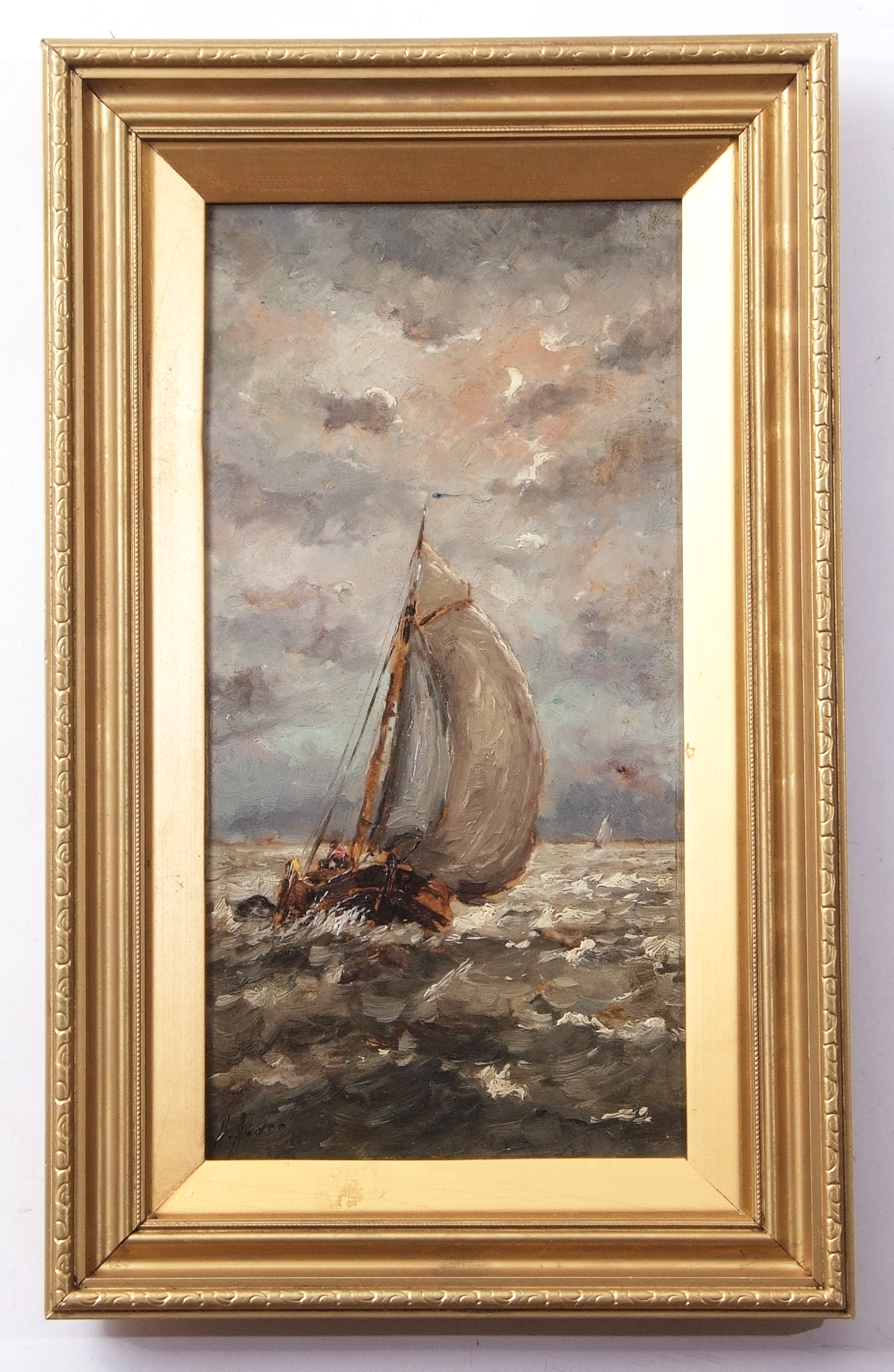 Henri Arden (1858-1917), Seascape, oil on panel, signed lower left, 35 x 17cm