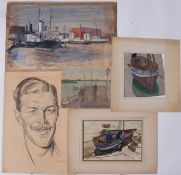 Modern British School (20th century), Boat scenes, group of 4 watercolours together with an