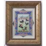 Moghul School (20th century), Polo match, oil on mica, 13 x 8cm in Moorish frame, together with